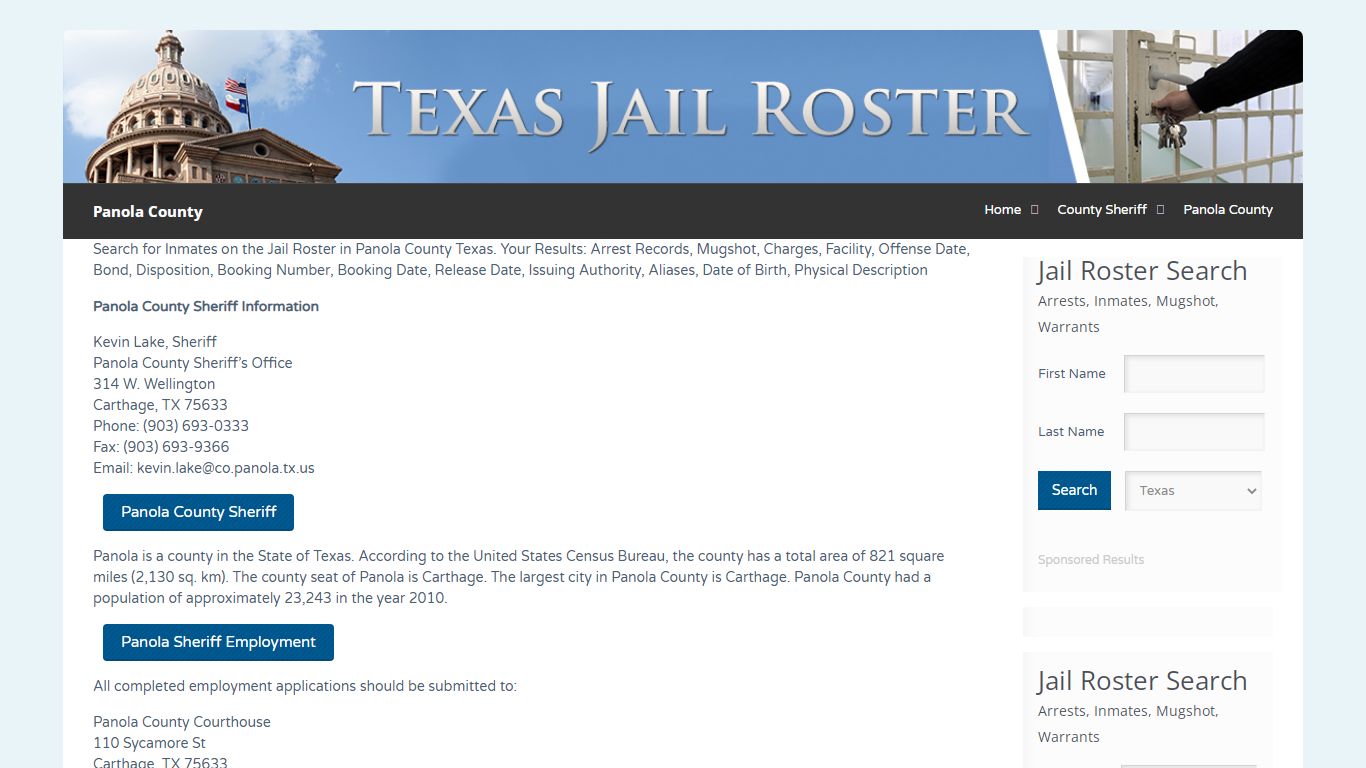 Panola County | Jail Roster Search