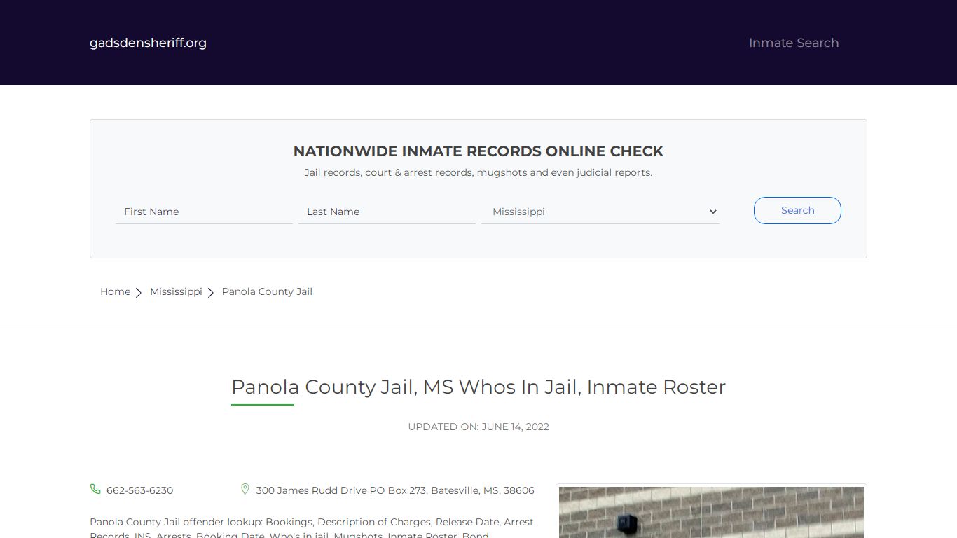Panola County Jail, MS Inmate Roster, Whos In Jail